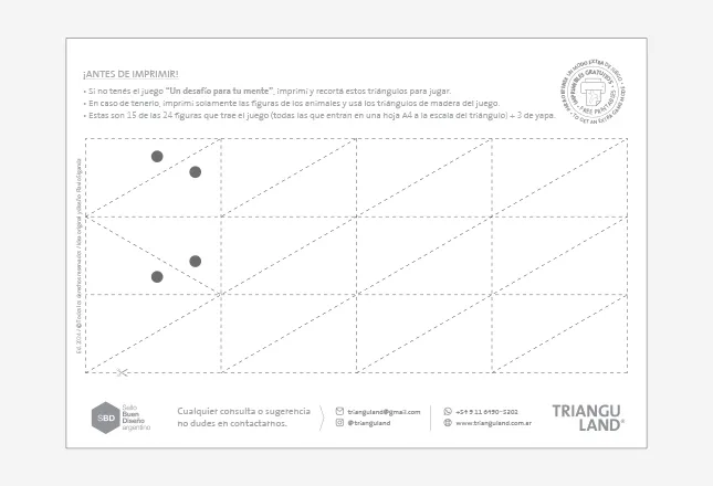 Página inicial del archivo pdf gratuito con los triángulos para recortar.
