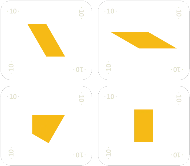 Set de formas de 4 lados de color amarillo del juego "¿Qué formas lo forman?" de Trianguland