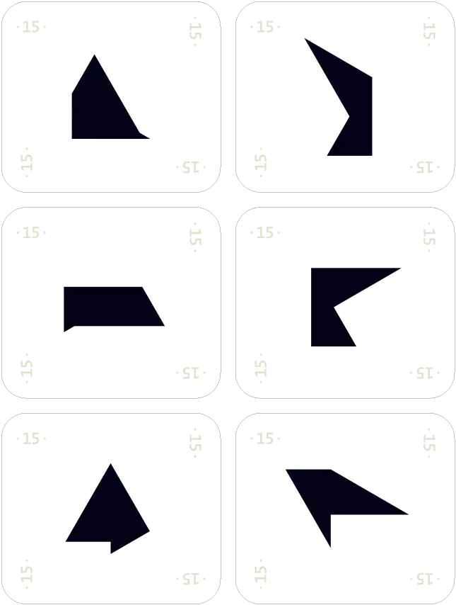 Set de formas de 5 lados de color negro del juego "¿Qué formas lo forman?" de Trianguland