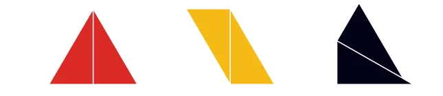 Todas las formas del juego de memoria "¿Qué formas lo forman?" están compuestas de dos triángulos rectángulos iguales